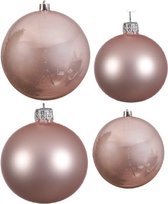 Compleet glazen kerstballen pakket lichtroze glans/mat 38x stuks - 18x 4 cm en 20x 6 cm