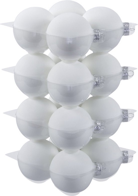 Elk jaar Achternaam Minst 32x Satijn witte glazen kerstballen 8 cm - mat - Kerstboomversiering wit |  bol.com