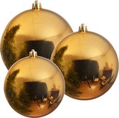 3x Grote gouden kerstballen van 14/20/25 cm glans van kunststof - Winkel/etalage kerstversiering