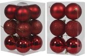 Kerstversiering/kerstboom set mat/glans mix kerstballen in kleur rood 6 en 8 cm diameter - 54x stuks kerstballen