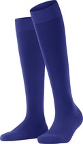 FALKE ClimaWool verstevigde kniekousen zonder patroon zeer ademend warm droog milieuvriendelijk met glans elegant Duurzaam Lyocell Maagdelijke Wol Blauw Dames sokken - Maat 39-40