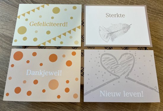 Wenskaarten set met 12 kaarten - Unieke wenskaarten in A6 formaat