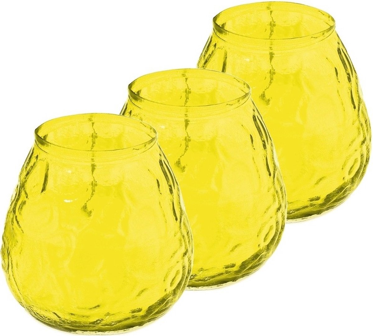 Trend Candles Windlicht - geurkaars - 3x - citronella - 48 branduren Geel
