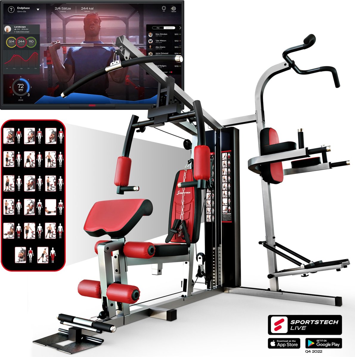 Sportstech HGX200 Multi gym Power Tower Station de fitness bol