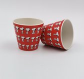Quy Cup - 90ml Ecologische Reis Beker - Espressobeker “Peanuts  Snoopy Red” (set van 2)