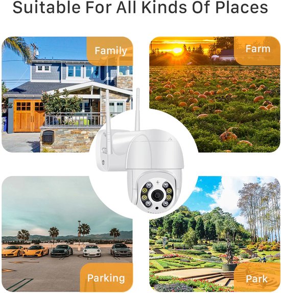 DrPhone IPCAM8 - PTZ IP Camera 1080P - Full HD 5MP - Pan & Tilt - Wifi Camera - Buitencamera - Bewakingscamera - IP66 Waterdicht - 4 keer digitale vergroting –Wit van DrPhone — afbeelding 3