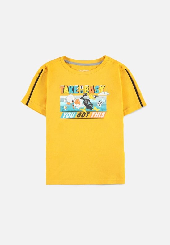 Looney Tunes - Daffy Duck & Porky Pig Kinder T-shirt - Kids 110/116 - Geel