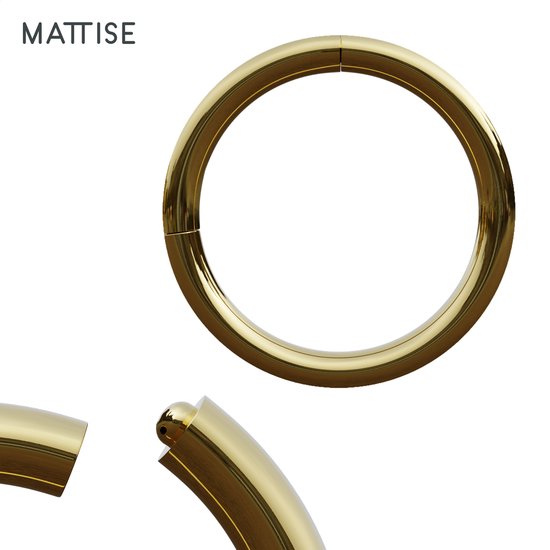 MATTISE Gouden Chirurgisch Stalen Ring Piercing — Goud Kleurige — 10 mm Diameter & 1,0 mm Staafdikte — Oorbellen Ringetje Geschikt voor Helix Tragus Septum Lip Neus Wenkbrauw Piercings