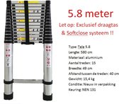 Telescoop ladder 6 meter met Soft close systeem-EU veiligheidskeurmerk + Gratis draagtas T.W.V €29.95
