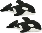 Set van 2x stuks pluche orka knuffel 23 cm speelgoed - Zeedieren knuffels
