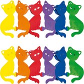 Set van 2x stuks regenboog verjaardagsslinger katten/poezen 3 meter brandvertragend papier