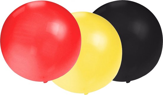 Bellatio Decorations 15x groot formaat ballonnen rood/zwart/yellow met diameter 60 cm