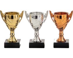 Sportprijzen/awards trofee bekers 13 cm goud/zilver/brons