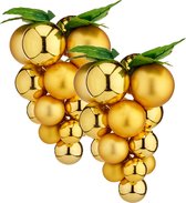 Druiventros namaakfruit/nepfruit kerstdecoratie - 20 cm - goud - 2x stuks