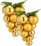 Druiventros namaakfruit/nepfruit kerstdecoratie - 33 cm - goud - 2x stuks