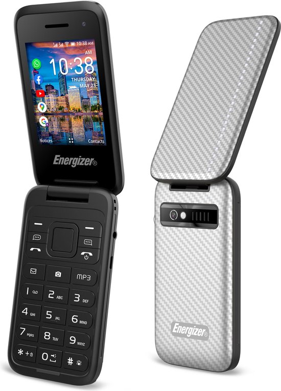 Energizer E282SCD 4G Smart Klaptelefoon met Diamantjes op de achterkant (Zilver)