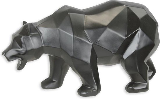 Polyresin beeld - Zwarte beer  - Polygon Veelhoek figuratief - 14,1 cm hoog