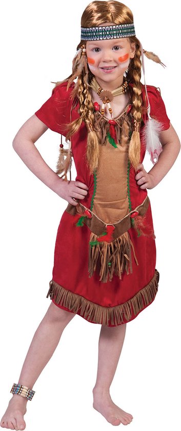 Foto: Funny fashion indiaan kostuum red hawk meisje rood maat 104 carnavalskleding verkleedkleding