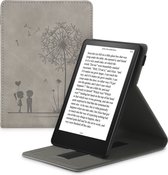 kwmobile case geschikt voor met Amazon Kindle Paperwhite 11. Generation 2021 - E reader cover van kunstleer - In grijs Paardenbloemen Liefde design