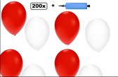 200x Ballons rouges et blancs + pompe à ballons - Ballon carnaval festival party anniversaire pays hélium air thème