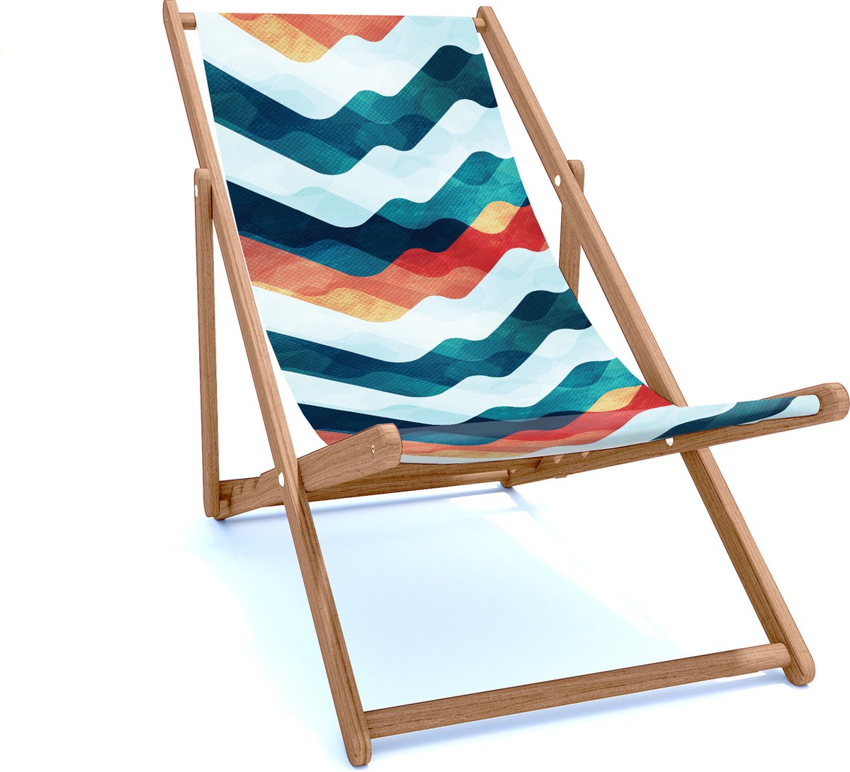 Holtaz Strandstoel Hout Inklapbaar Comfortabele Zonnebed Ligbed met verstelbare Lighoogte houten frame met stoffen Surfing