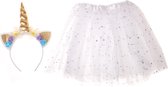 Déguisement Kinder / outfit carnaval licorne paillettes avec tutu blanc - Verkeedset pour enfants - Avec bandeau et tutu