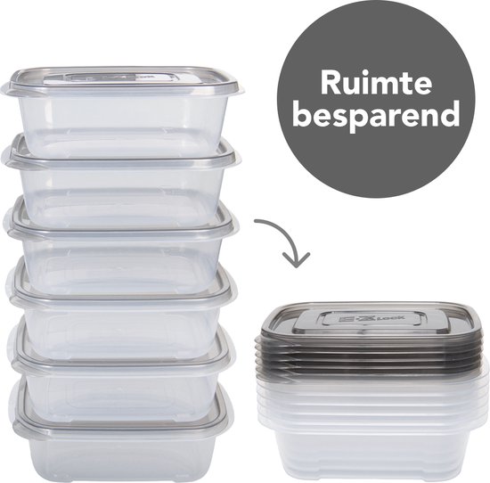 Meal prep Bakjes - Diepvriesbakjes - 890ml - 6 Stuks - BPA vrij - Vershoudbakjes set met deksel - Bewaarbakjes - Magnetron bakjes – Diepvriesdozen - Meal prep container - Vershouddoos - Stevig en Herbruikbaar - LocknLock