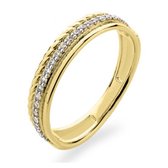 Schitterende 14 Karaat Gouden Ring Luxe Design met Zirkonia's 18.50 mm. (maat 58) |Damesring|Aanzoek