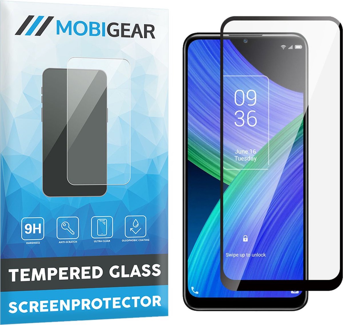 Mobigear Screenprotector geschikt voor TCL 20 R 5G Glazen | Mobigear Premium Screenprotector - Case Friendly - Zwart