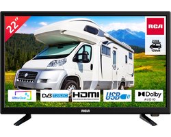 RCA RB22H2CU - 22 Inch Full HD LED TV – 12V & 230V – Ideaal voor Camper, Caravan en Vrachtwagen - triple tuner DVB-C/T2/S2 - VGA HDMI, USB