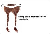 Viking baard met losse snor rood/bruin - Festival thema feest viking carnaval fun baard