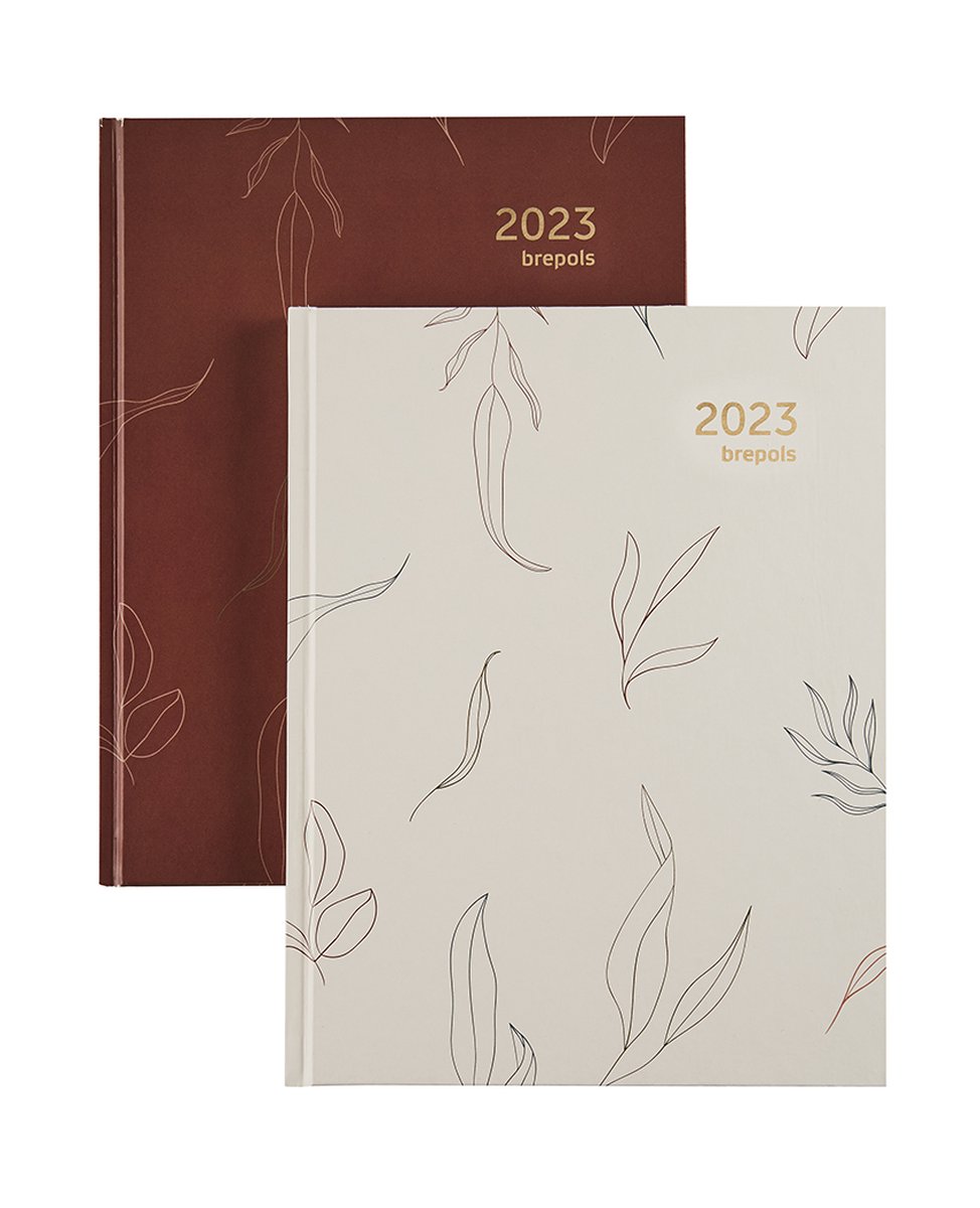 Brepols Agenda 2023 - Timing week - TROPICAL FLOWERS - 17,1 x 22 cm - Bordeaux