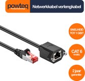 Powteq - 50 cm netwerk verlengkabel - Premium koperen kern - Afgeschermd - Cat 6 F/UTP - Zwart - Geen signaalverlies