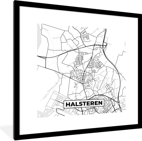 Fotolijst incl. Poster - Stadskaart - Halsteren - Plattegrond - Kaart - 40x40 cm - Posterlijst