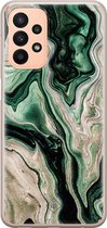 Casimoda® hoesje - Geschikt voor Samsung A23 - Groen marmer / Marble - Backcover - Siliconen/TPU - Groen