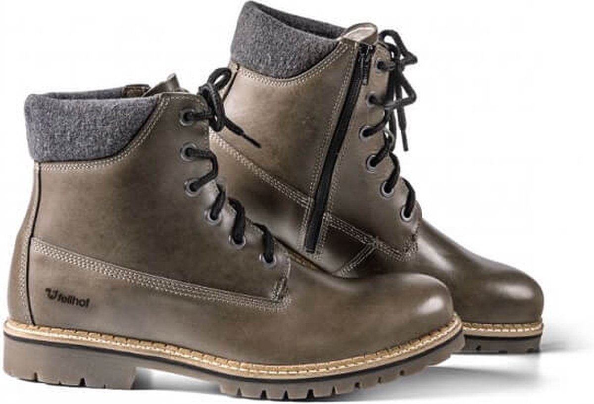 Fellhof TIMBA+ warme winterschoenen heren maat 45 – grijs – gevoerde schoenen – glad nubuckleer - lamswol – lamsleer – ademend – temperatuurregulerend - antislipzool