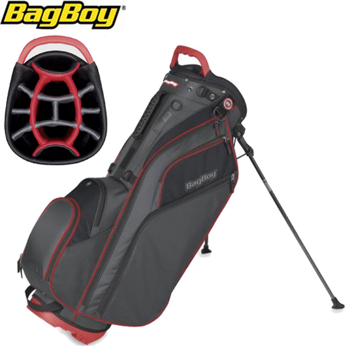 BagBoy Go Lite Hybrid Standbag, grijs/rood