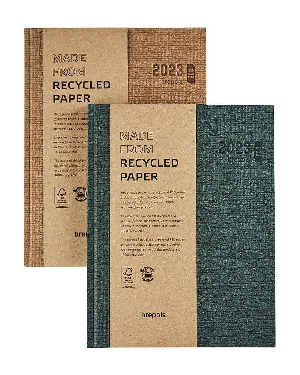 Brepols Agenda 2023 - Ecotiming - KAZAR - Gerecycleerd papier - 17,1 x 22 cm - Groen