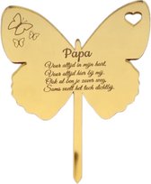 LBM Grafsteker voor papa - Bloemensteker - Vlinder goud