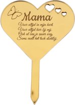 LBM Grafsteker voor mama - Bloemensteker - Hartvorm goud