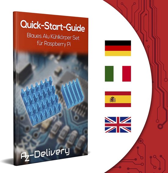 AZDelivery Set van 2 blauwe aluminium koellichamen passief compatibel met Raspberry Pi 3 met warmtegeleidende speciale kleeffolie 1