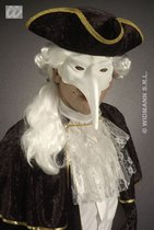 Widmann - Venetie & Gemaskerd Bal Kostuum - Beschilderbaar Venetie Masker - Wit / Beige - Carnavalskleding - Verkleedkleding