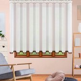 Glow Thuis - Vitrage ( net curtain ) van hoogwaardig voile-materiaal , kant en klaar vitrage Gordijn -Vitrage met bruin satijn Band - 400 x 150 cm + plooien band ) Inclusief haken