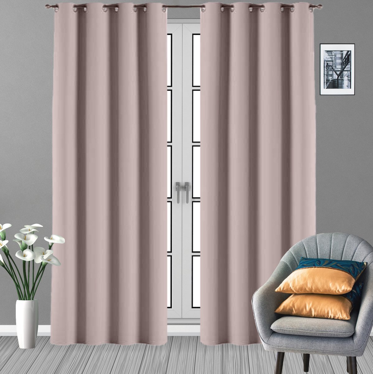 Glow Thuis - Verduisterende Gordijnen - kant en klaar -Roze Curtains- Met Ringen - 140 x 250 cm