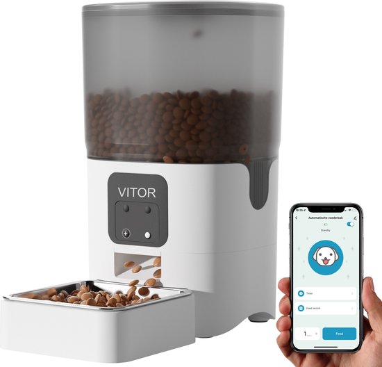 Themio Automatische Voerbak - Blauw - Kat en Hond - Voerautomaat - 4L - Voerdispenser - Met App- Wifi Model - Spraakfunctie (Donkergroen