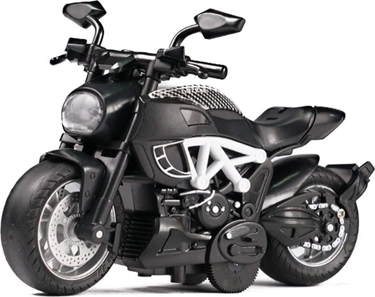 Race motor DieCast - Classical Moto - metall body - motorcycle - pull-back /terug trek functie - met licht en geluidseffecten