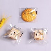 Plastic Boterhamzakjes - Transparante Zelfklevende Vershoudzakken voor Kinderbroodjes - Dierenzakjes - 100 stuks - 7x7cm