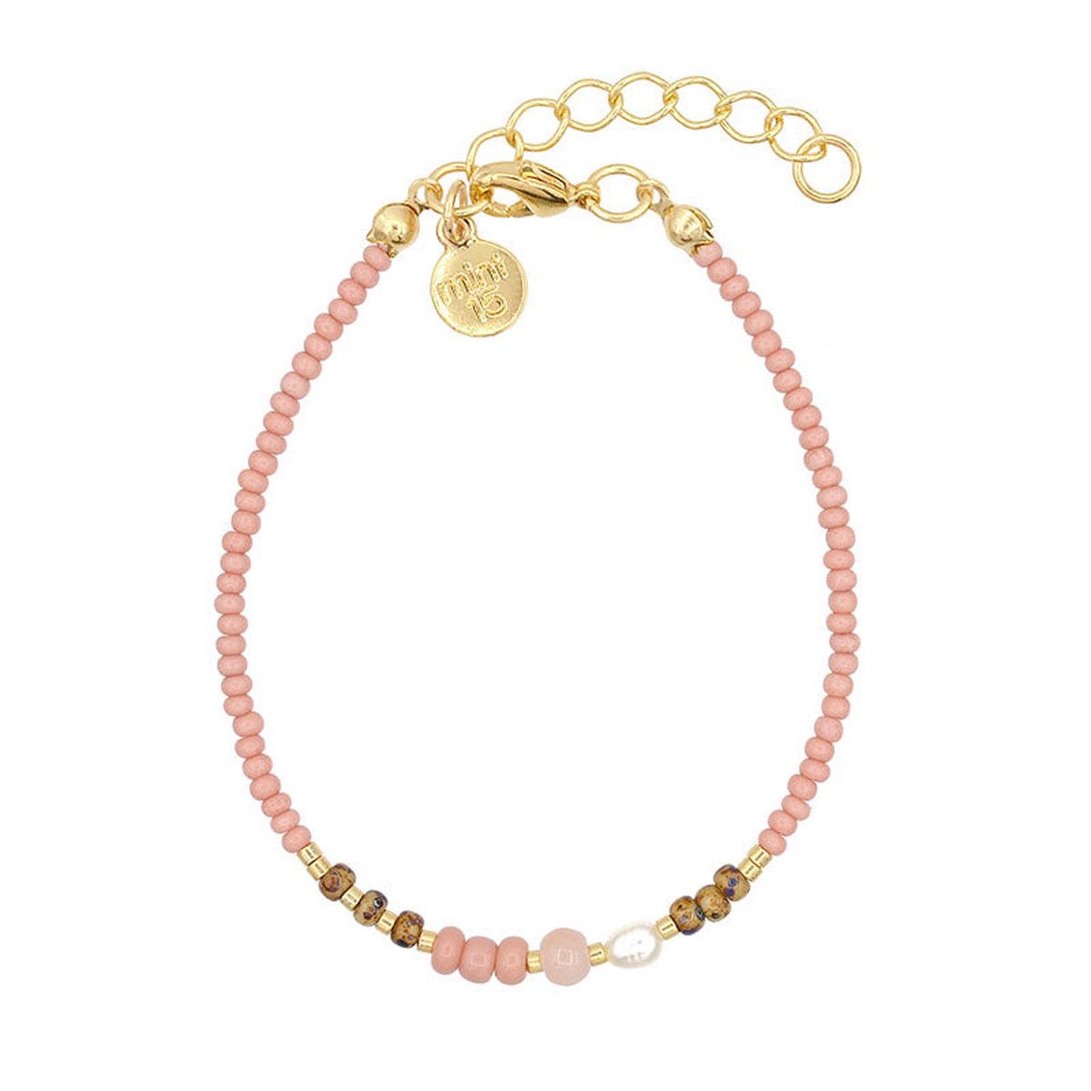 Mint15 Armband 'Mix Bracelet - Natural Pink' - Goud