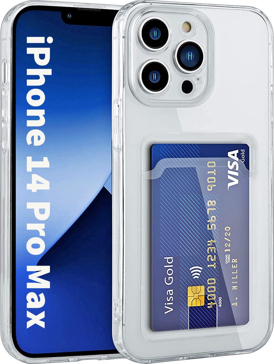 Phreeze Back Cover - Geschikt voor iPhone 14 Pro Max Hoesje - Schokbestendig Case met Pasjes Houder - Ultra Transparant - Kaarthouder Cover - Helder