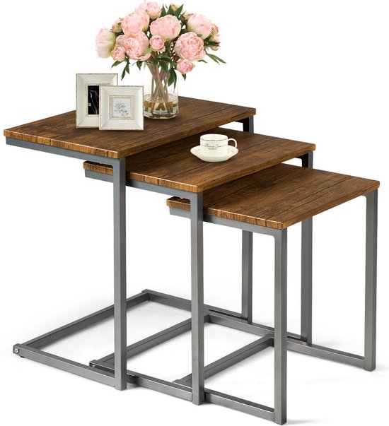 en.casa] Bijzettafel set van 2 Laxå zwart